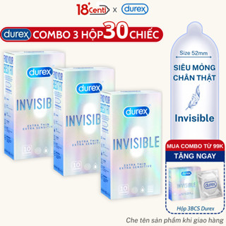 Combo 3 Bao cao su Durex siêu mỏng Invisible hộp 10 bao hàng chính hãng - 18Centi