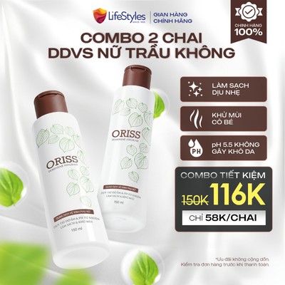 Combo 2 Dung dịch vệ sinh phụ nữ Oriss chiết xuất trầu không khử mùi làm sạch dịu nhẹ 150ml