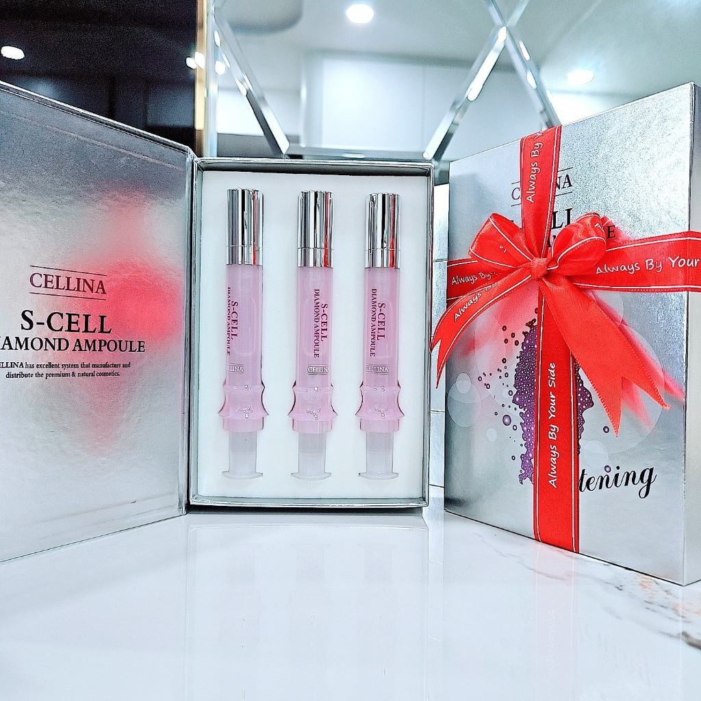 Set Tinh chất kim cương cellina S-CELL Diamond Ampoule Ashe7 - Nâng cơ, giảm chảy xệ, tăng đàn hồi d