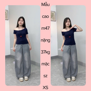   SUÔNG NẤM LÙN  QUẦN JEANS NỮ ỐNG SUÔNG RỘNG PHỐI RIA MEO MÀU XÁM BẠC 9 tấc   nhận đơn từ m42   