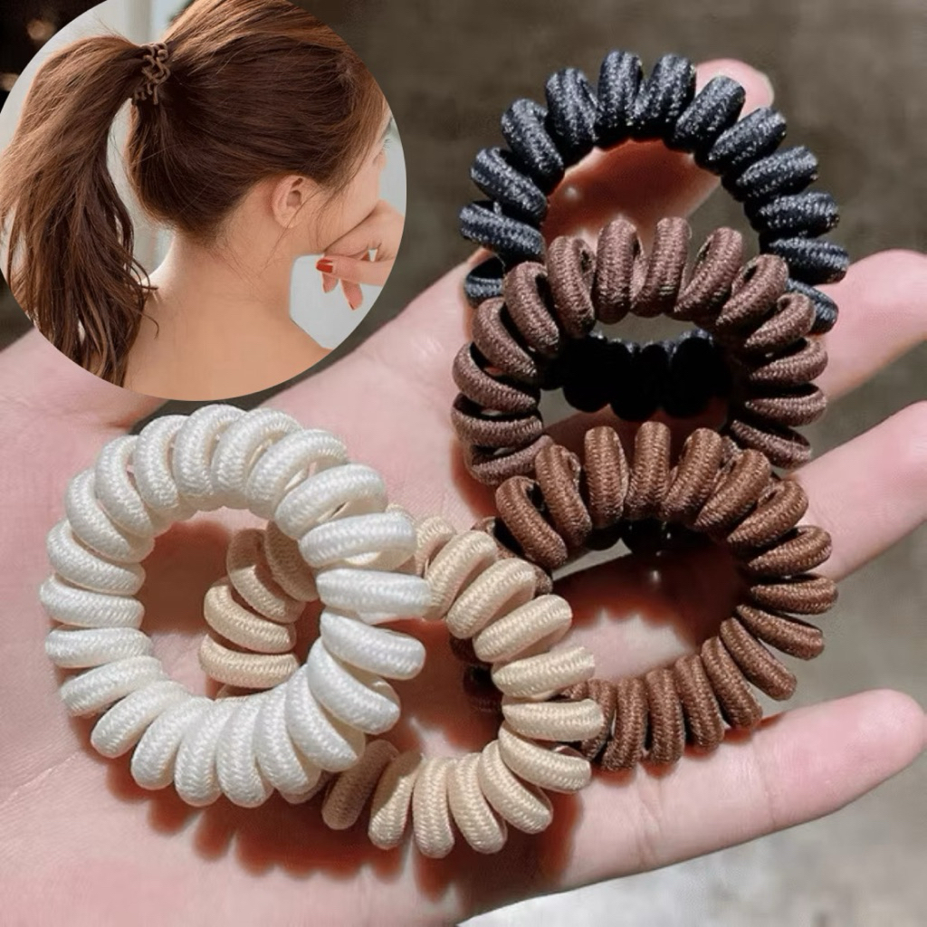 Combo 5 Dây Buộc Tóc Lò Xo Vải JoeyShop268 Tông Màu Nâu Phong Cách Hàn Quốc