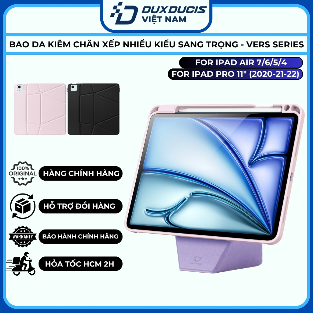 Bao Da Kiêm Giá Đỡ Đa Năng Dux Ducis cho iPad Air 7/6/5/4 - 11", iPad Pro 11" (2020-22), VERS Series