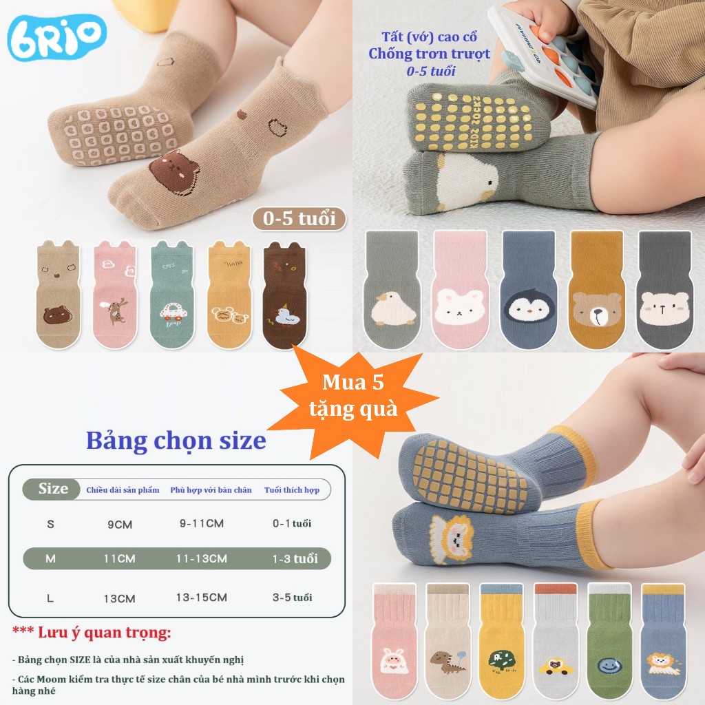 Tất (vớ) Cao Cổ Chống Trượt cho Em Bé Tập Đi – Chất vải Cotton - Đế phủ Silicon chống trơn trượt.