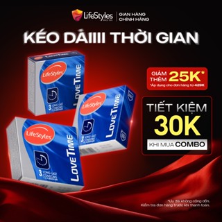 Combo 3 hộp Bao cao su kéo dài thời gian quan hệ LifeStyles Love Time nhiều gel - Hộp 3 bao