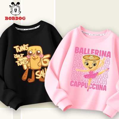 Áo dài tay bé gái BOBDOG, áo thu đông chất da cá thoáng khí in hình ballerina cappucciina cho bé