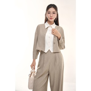 Áo blazer nữ tay dài dáng ngắn thiết kế Eva de Eva 25AQAT005K