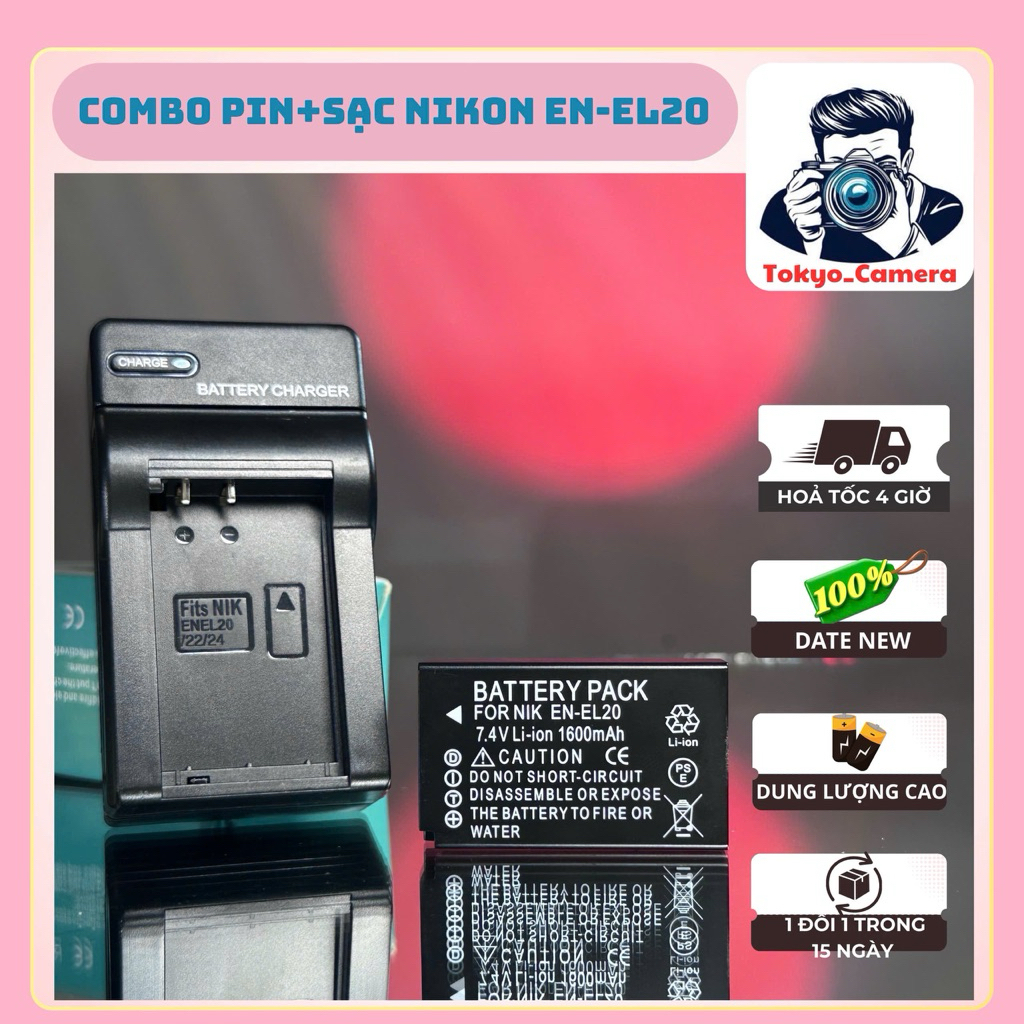 Bộ Sạc Pin Nikon EN-EL20 ( Combo thay thế )dùng cho Nikon 1 J1, J2, J3, Nikon 1 S1, Nikon 1 AW1, Nik