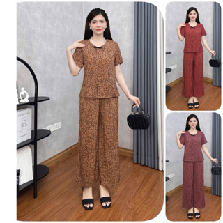  Đồ bộ trung niên Đồ bộ mặc nhà B28 Loudra shop Đồ bộ cho mẹ bà quần dài áo cộc chất lụa MANGO mềm mịn thoáng mát 