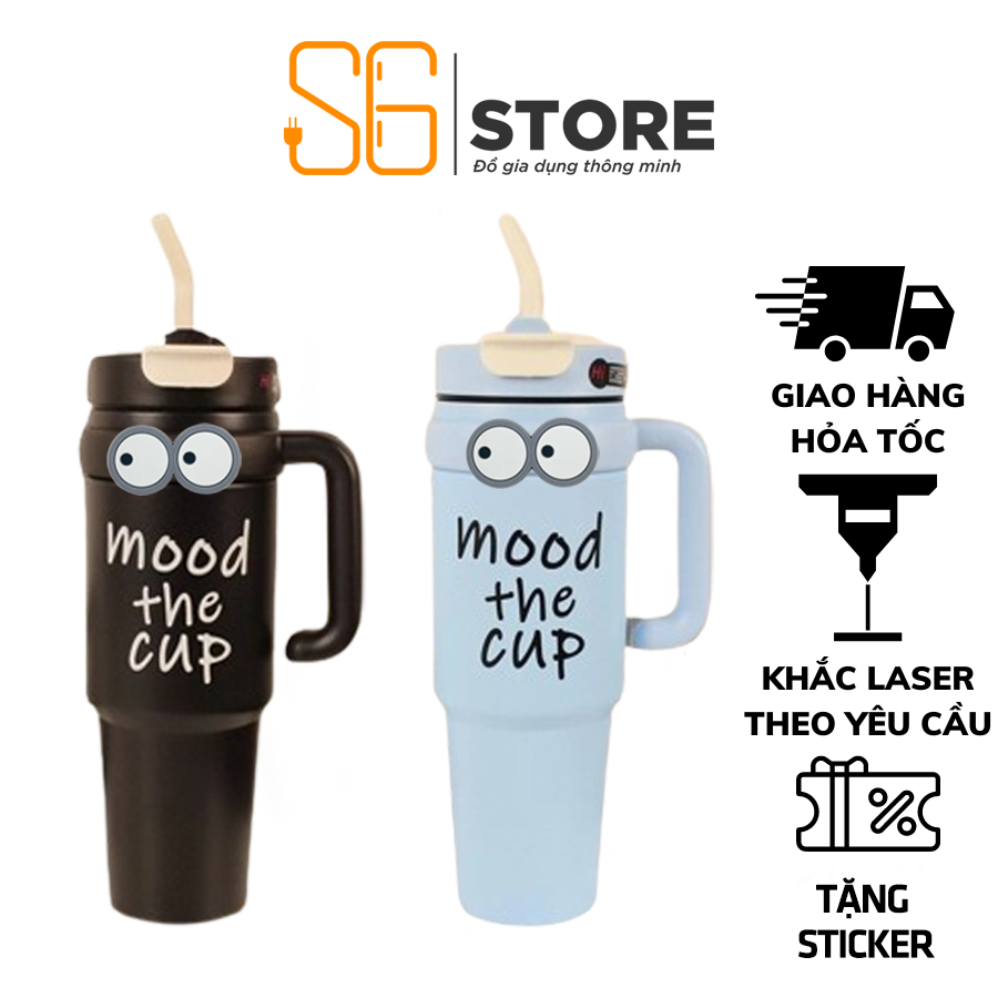 Ly cốc giữ nhiệt S6 loại to có quai cao cấp dung tích 810-1000ml khắc tên theo yêu cầu giữ nhiệt tốt có ống hút