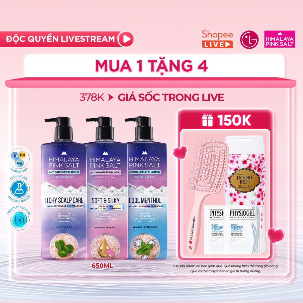 [LG Daily Beauty Official] [ĐỘC QUYỀN LIVE] Dầu gội sạch gàu Himalaya Pink Salt 650ml