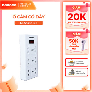 Ổ cắm có dây Nanoco model NES3332-S1 (3 ổ đa năng, 3 ổ 2 chấu, 1 công tắc, dây điện 3m và 5m)