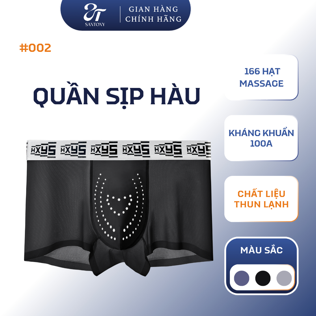 Quần Sịp Hàu Nam Kháng Khuẩn - Santony - Chiết Xuất Hàu - Massage Lưu Thông Máu - Ôm Vừa Vặn - Thoán