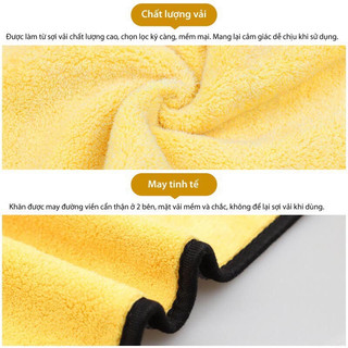 combo khăn lau dọn ô tô, khăn lau kính xe 2 lớp siêu thấm, khăn lau xe hơi Microfiber mềm mịn 0973