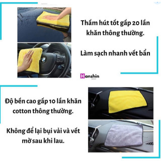 combo khăn lau dọn ô tô, khăn lau kính xe 2 lớp siêu thấm, khăn lau xe hơi Microfiber mềm mịn 0973