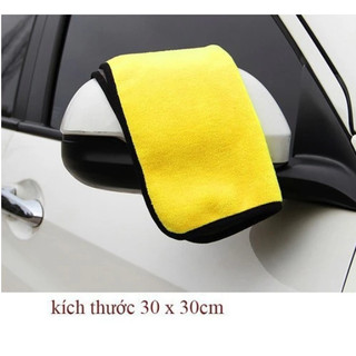 combo khăn lau dọn ô tô, khăn lau kính xe 2 lớp siêu thấm, khăn lau xe hơi Microfiber mềm mịn 0973