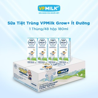   Thùng 48 hộp 180ml  Sữa VPMIlk Grow+ Ít đường vị sữa ngon bé phát triển toàn diện 