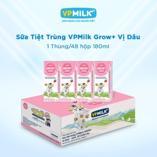   Thùng 48 hộp 180ml  Sữa VPMIlk Grow+ vị Dâu,sữa giúp bé phát triển toàn diện 