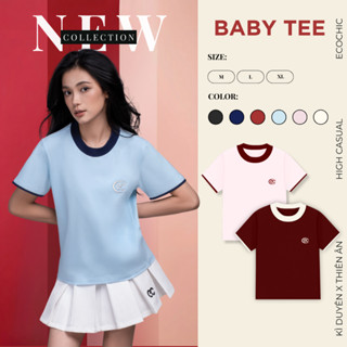  Áo Baby Tee ECOCHIC Basic Cổ Tròn Phối Viền Logo Ngực Chất Liệu Cao Cấp Mềm Mịn Chính Hãng B193 
