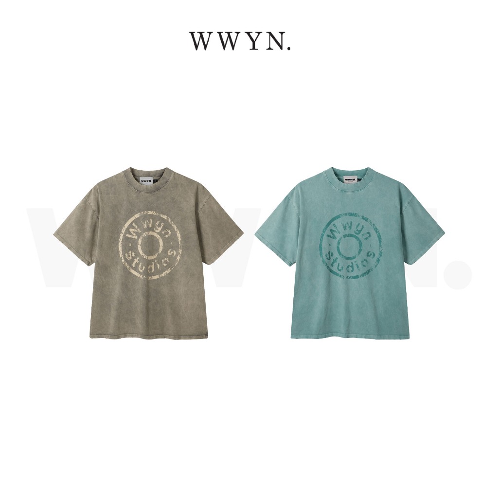  Áo thun boxy wash WWYNSTU The Circle boxy vải đã xử lý co rút 100% cotton 280gsm 