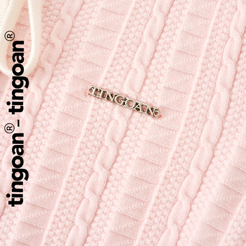 TINGOAN® - Áo len xù hồng dáng lửng phối cổ bẻ dây nơ trắng HELLEN TOP/PK | BigBuy360 - bigbuy360.vn