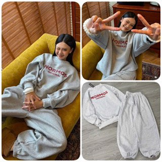  Bộ nỉ nữ dài tay mùa đông set đồ thể thao unisex NORMOS  áo sweater + quần jogger form rộng chất nỉ bông ấm 