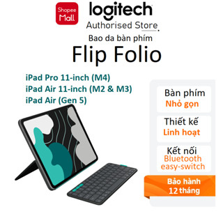  Bao da bàn phím Logitech Flip Folio for iPad Pro 11-inch M4 iPad Air 11-inch M2 & M3 iPad Air Gen 5 