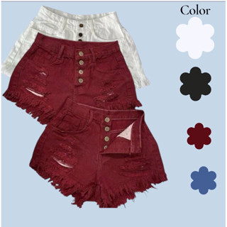 quần đùi lưng cao, quần short jean 4 nút phối rách , QUẦN SHORT ĐÙI JEANS NỮ LƯNG CAO RÁCH NHẸ LAI TUA PHỐI (Q 4nut)