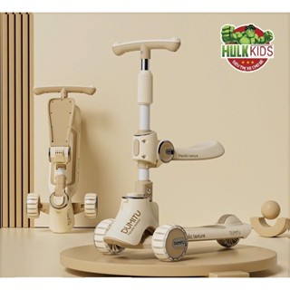 Xe trượt scooter 2in1 3 bánh phát sáng có đèn có nhạc cho bé vừa làm xe chòi vừa làm xe trượt_Hulk.Kids
