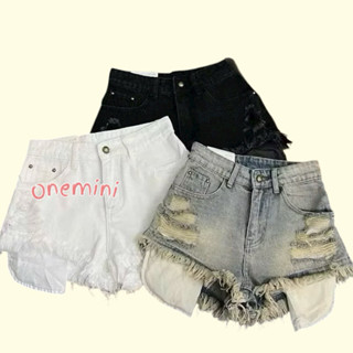 Quần Short Jean Đùi Nữ Lưng Cao Rách 6 Mảng Lộ Túi Cá Tính  (Q Tloi) -Quần Bò Short mini