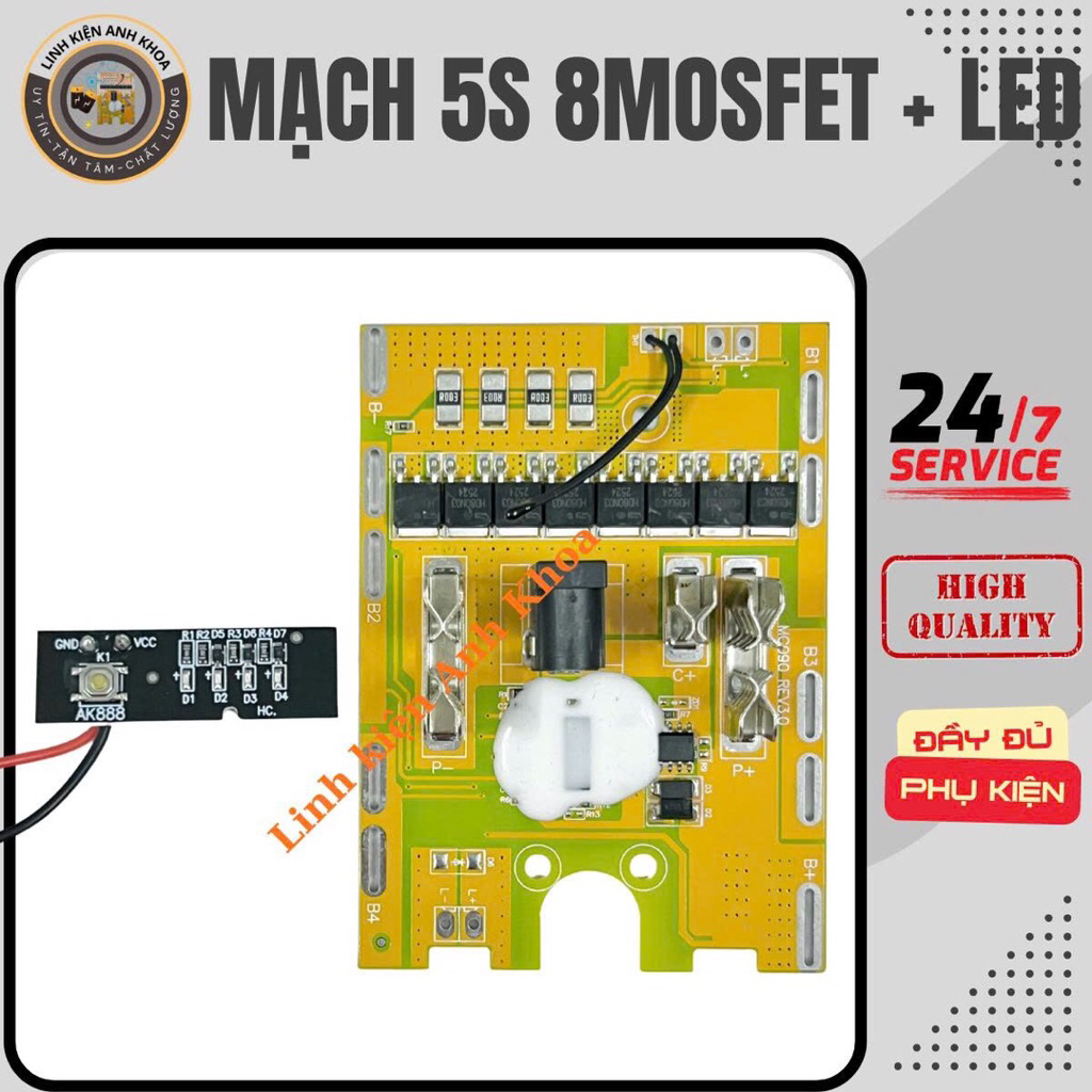 mạch makita 5s 8mosfet 120A 19V/21V cực phổ thông