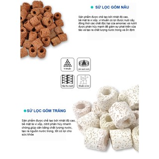 Combo 1kg Nham Thạch Đỏ + 1kg Sứ Lọc - Vật Liệu Lọc Vi Sinh Bể Cá, Thủy Sinh