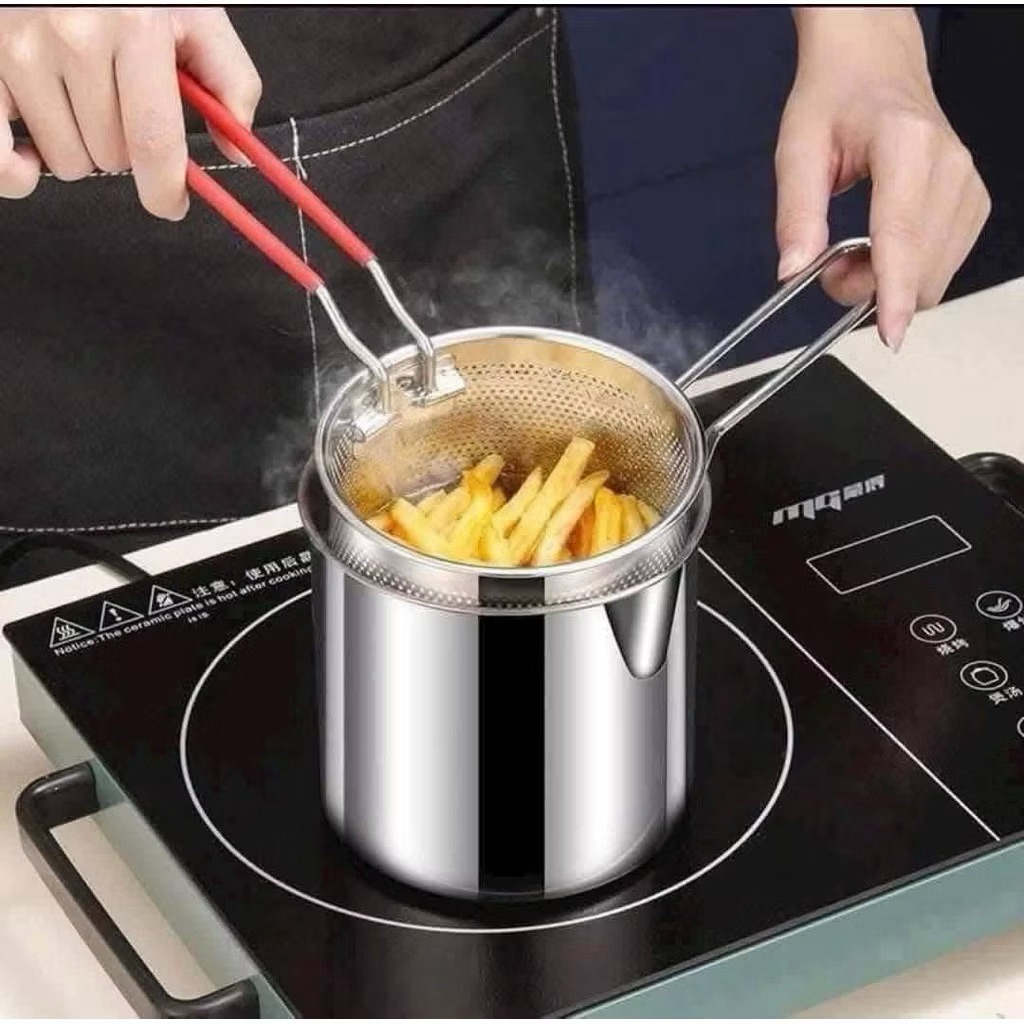 Nồi Chiên Ngập Dầu Bằng Thép Không Gỉ , Có Lưới Lọc Tiết Kiệm Dầu Chống Dính 304  , Tiện Lợi Dùng Được Các Bếp