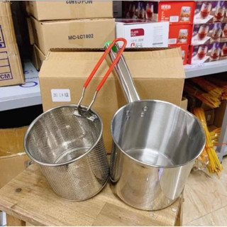 Nồi Chiên Ngập Dầu Bằng Thép Không Gỉ , Có Lưới Lọc Tiết Kiệm Dầu Chống Dính 304  Siêu Tiện Lợi Dùng Được Bếp Từ