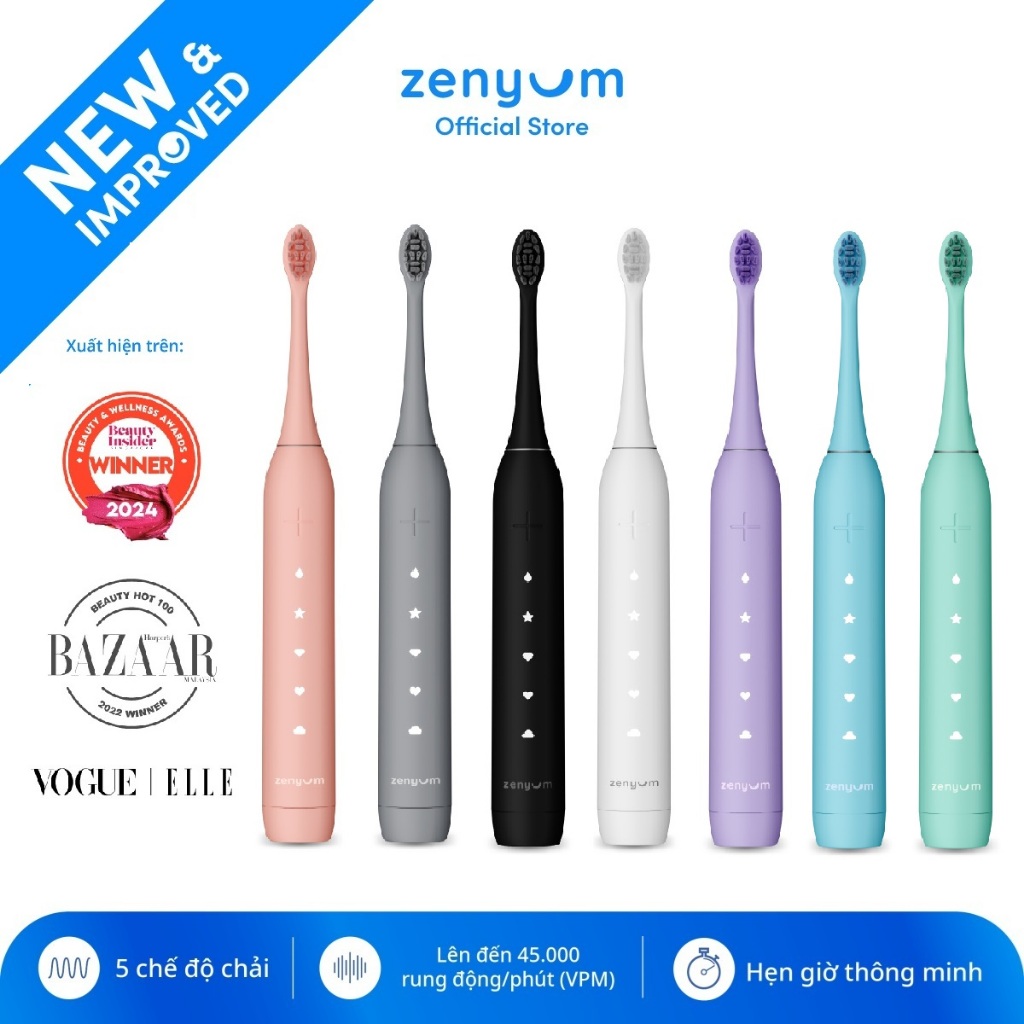[Hannah Team x Zenyum] Bàn Chải Điện ZenyumSonic™ 2.0 - Công Nghệ Singapore, 5 Chế Độ, Chống Nước IP