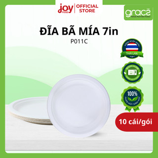  10 dĩa bã mía Gracz 7in  trắng  hàng nhập khẩu Thái Lan P011C 