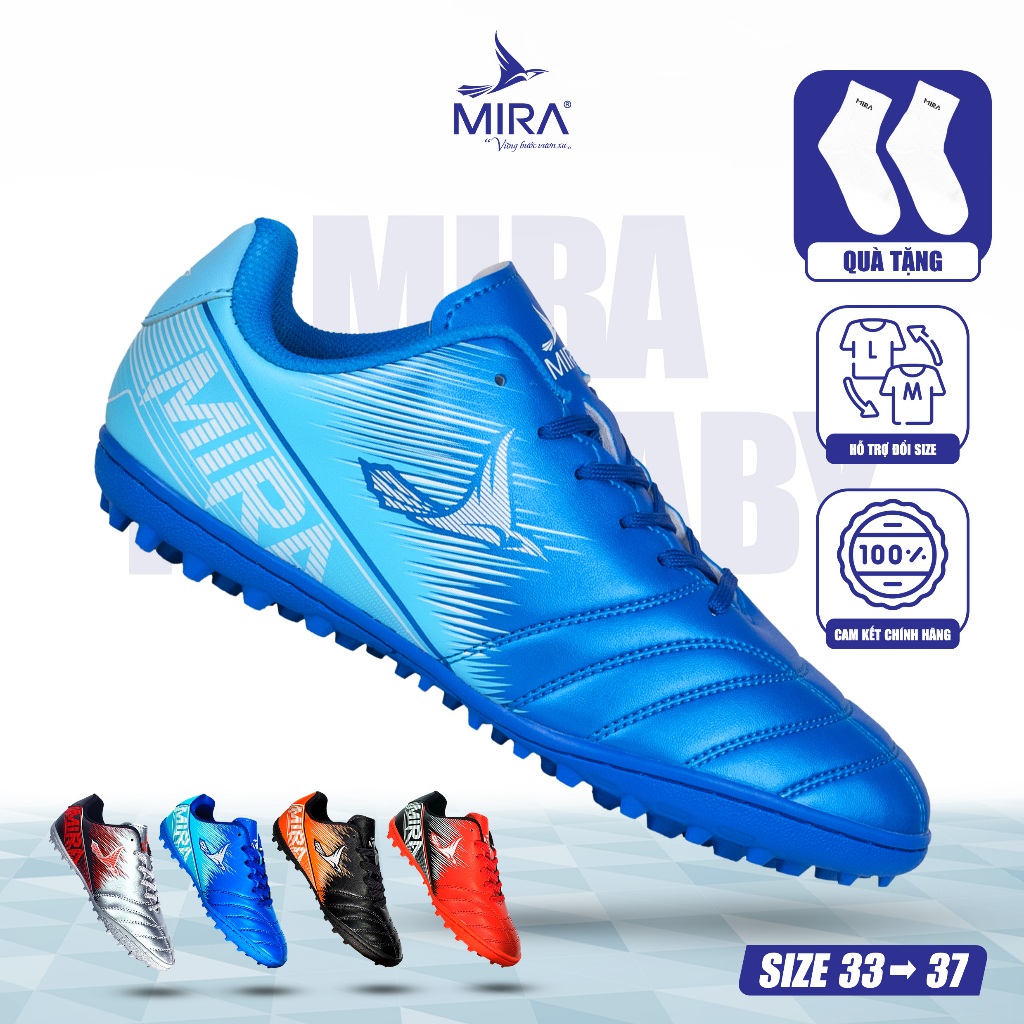 Giày Đá Bóng MIRA PRO BABY Dành Cho Sân Cỏ Nhân Tạo, Chất Liệu Giả Da PU Cao Cấp, Đế Cao Su Chắc Chắn