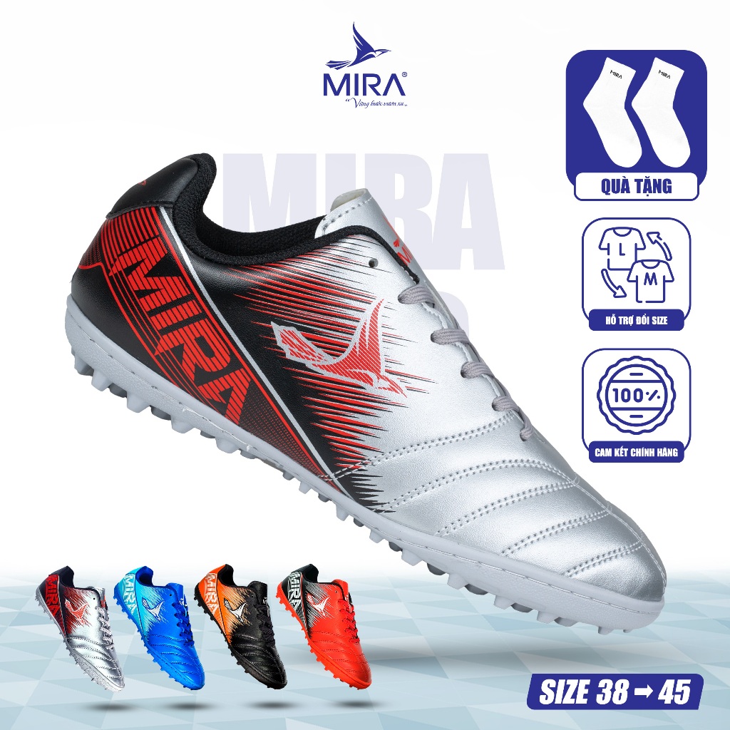 [MUA 1 ĐƯỢC 2] Giày Đá Bóng MIRA PRO Chuyên Dụng Cho Sân Cỏ Nhân Tạo, Đế Cao Su Bám Sân Tốt
