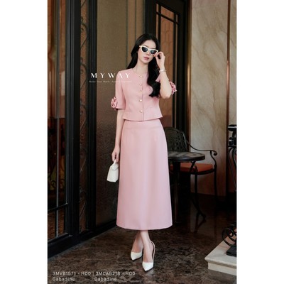 Set Vest Hè Nữ MY WAY Tay Lỡ Đính Hoa Phối Chân Váy Dài Quý Phái Thời Thượng 3MVB1571 3MCAB218