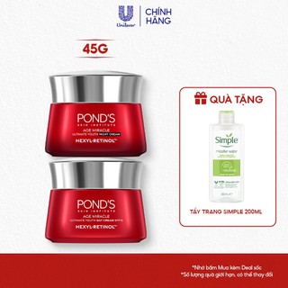   LIVE  Bộ Kem dưỡng ngày đêm Pond's Age Miracle giúp giảm nếp nhăn Pond's Bright Miracle giúp mờ thâm sạm 45G+45G 