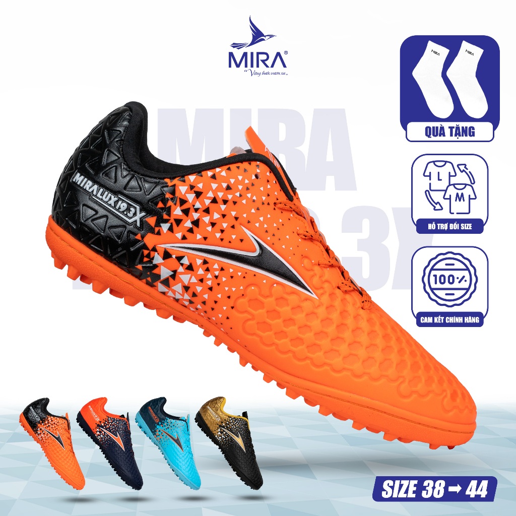 Giày Bóng Đá Mira Lux 19.3X Sân Cỏ Nhân Tạo, Chất Liệu Giả Da Cao Cấp, Bám Sân Tốt