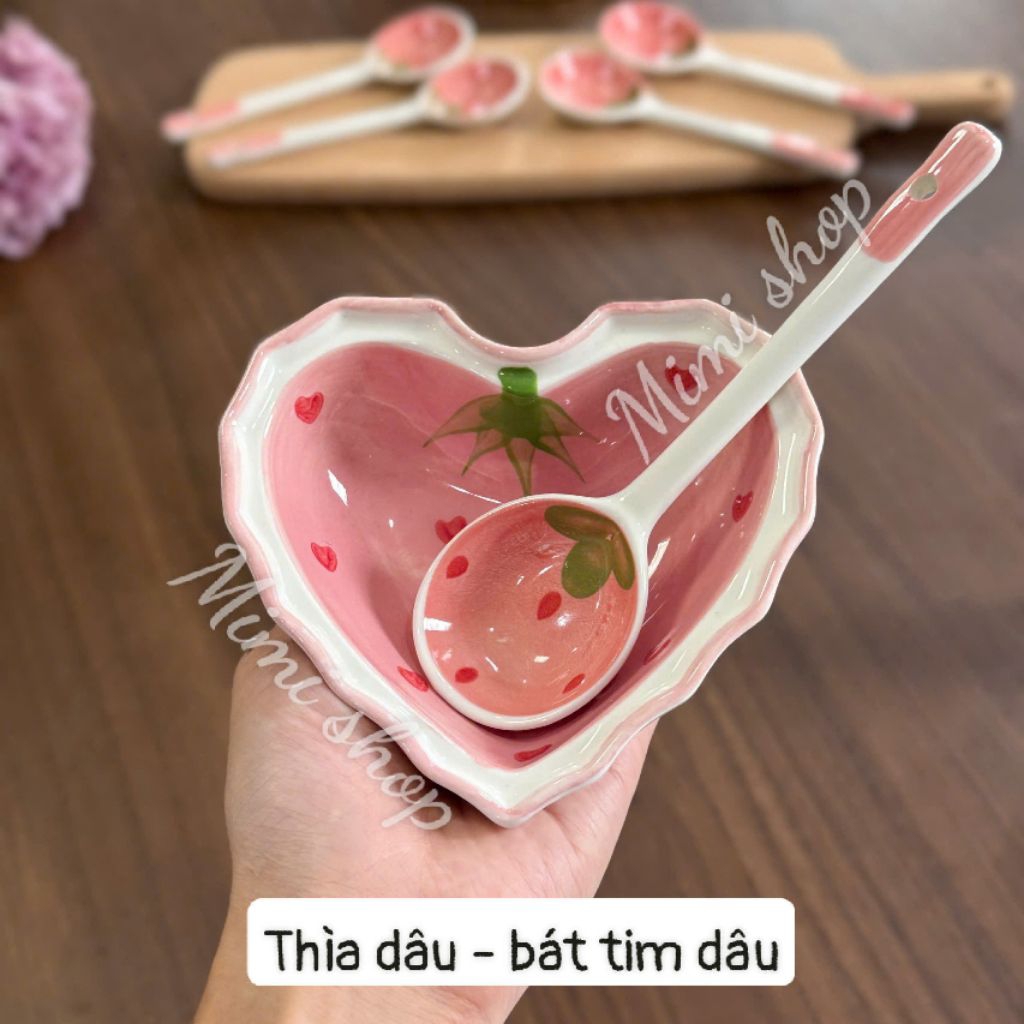 Thìa quả dâu cán dài 16cm , muỗng quả dâu decor( chỉ gồm thìa)
