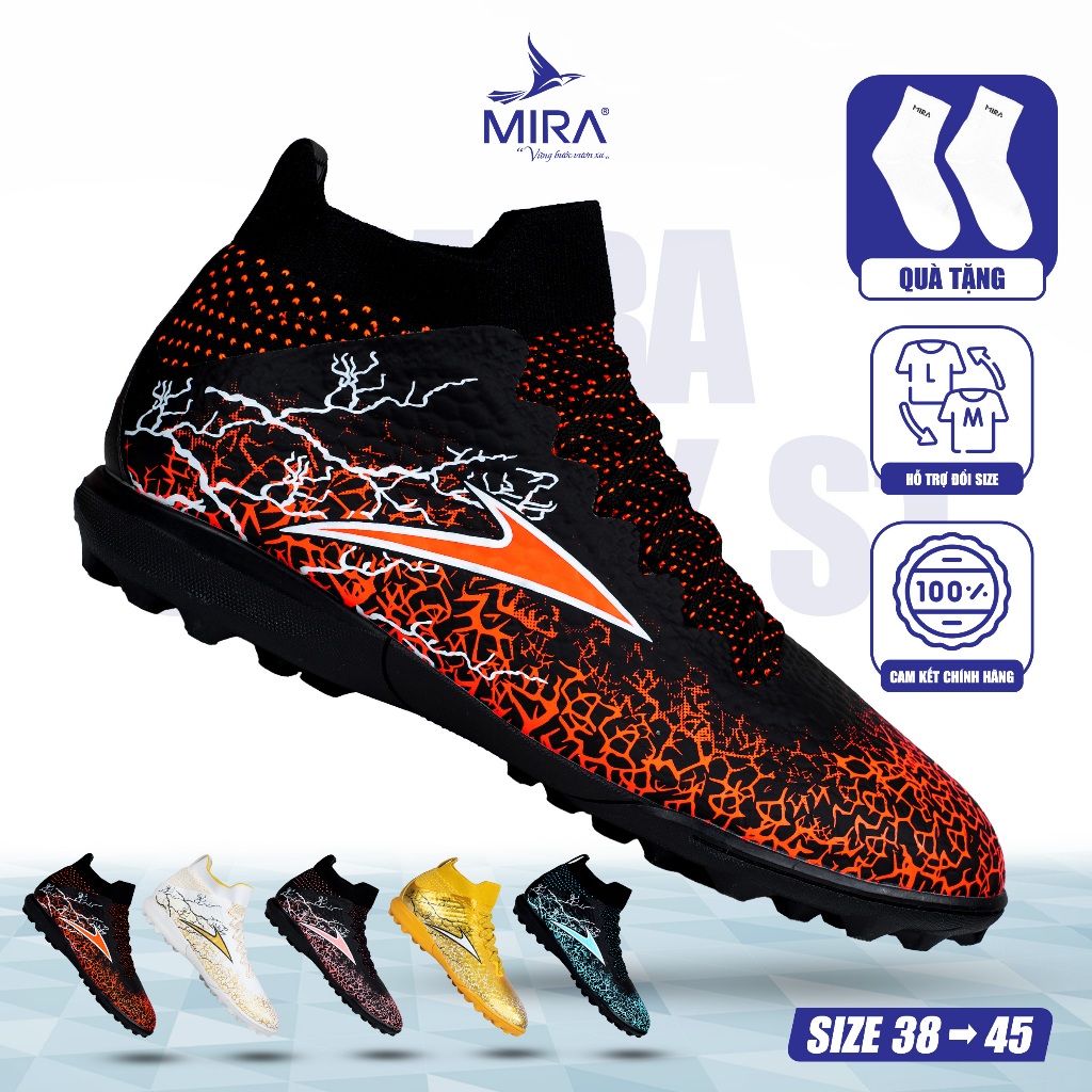 [KÈM QUÀ TẶNG] Giày Đá Bóng MIRA Galaxy S1 Cao Cấp, Chống Nước, Đế Bám Sân Dùng Cho Sân Cỏ Nhân Tạo