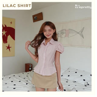  LILAC SHIRT AH35 Áo sơmi chất thô mềm mịn thiết kế cổ sen kết hợp cùng vạt bầu nhẹ phù hợp thời tiết xuân hè Wepretty 