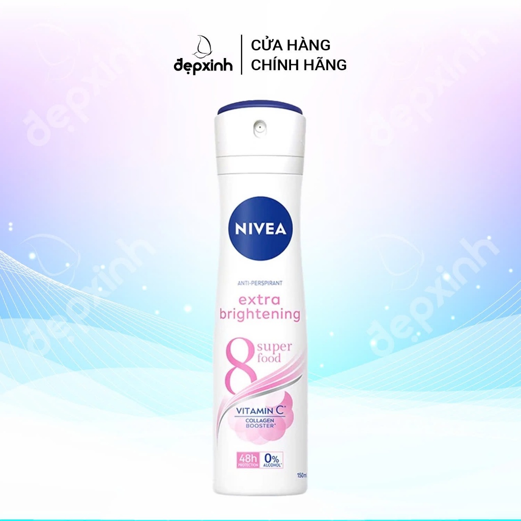 Xịt khử mùi trắng mịn mờ vết thâm Nivea Extra Brightening 150ml
