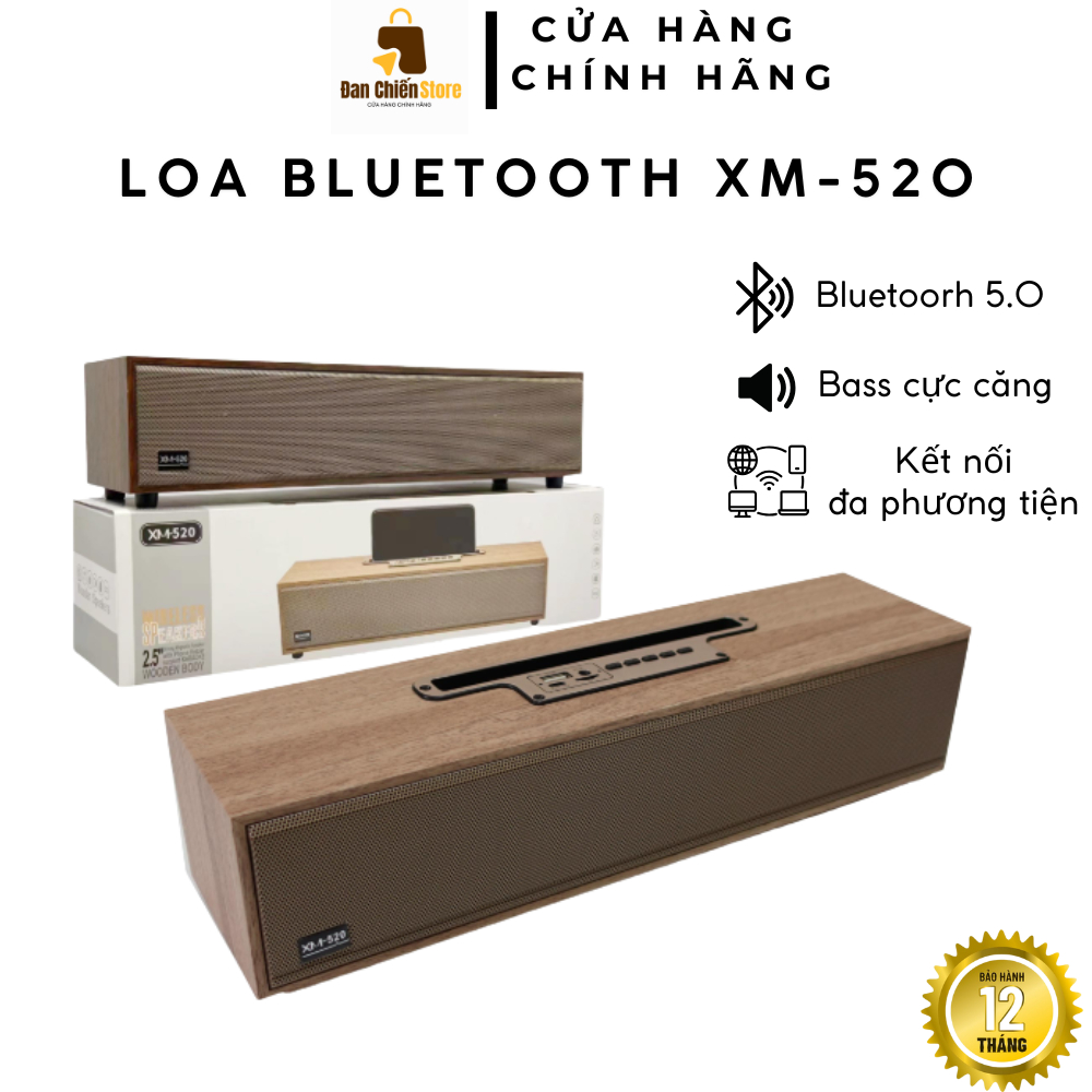 Loa Bluetooth XM-520 Vỏ Gỗ 20W. Loa XM 520 Âm Thanh Cực Đỉnh Thiết Kế Sang Trọng Bass Siêu Trầm Siêu