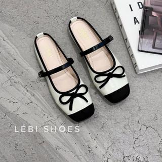   HÀNG SẴN  form hơi nhỏ  Sục búp bê pha mũi nơ nhỏ phong cách tiểu thư nữ tính.Giày bệt nữ da nhăn 