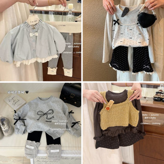  Sẵn 1 số sz Tổng hợp set áo + quần style công chúa tiểu thư mùa đông cho bé gái - mẫu mới nhất QCCC 
