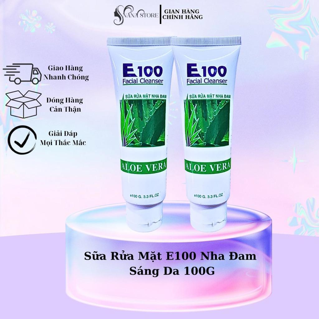 Sữa Rửa Mặt E100 Nha Đam Sáng Da 100G