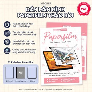   Paperlike Tháo Rời  Dán màn hình Nhám iPad BerPaper Magnetic & Nano Paperfilm - Hỗ trợ viết vẽ như trên giấy by MèoBer 