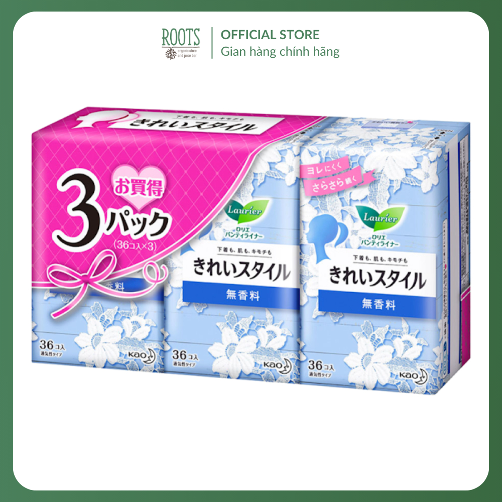 (Ship hỏa tốc) LAURIER - Băng Vệ Sinh Hằng Ngày Không Mùi, Daily Panty Liners, 3 Gói, 108 Miếng